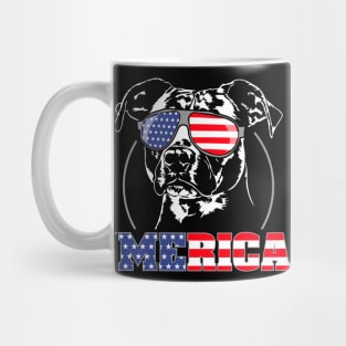 Proud Patriotic Merica Pitbull American Flag sunglasses Mug